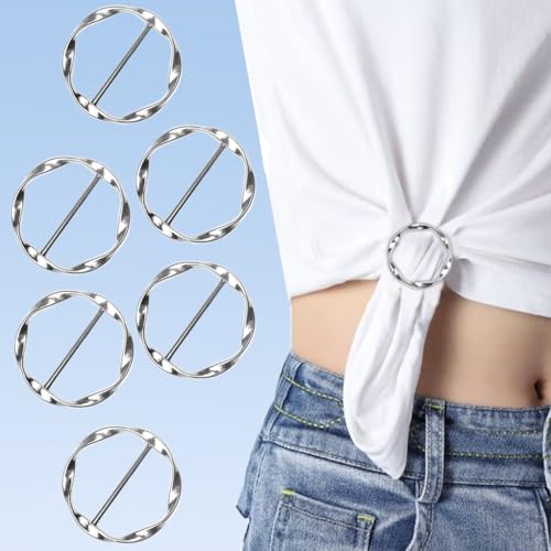 18Pcs Shirt Ties Clips for Women Silk Scarf Ring Clip T-Shirt Buckle Ring Clip Metal Round Circle Clip Clothes Clip - color: Silver