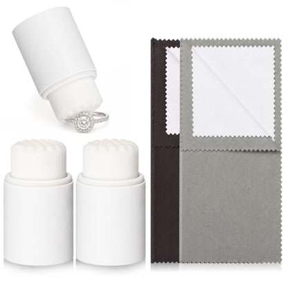 2 Set Jewelry Cleaning Kit Watch Cleaning Brush Silver Polishing Cloth Jewelry Cleaner Tool for Gold Gemstones Coins