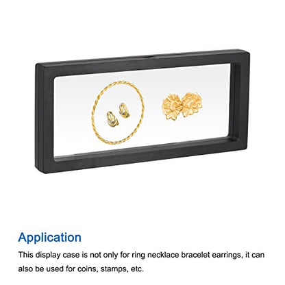 MECCANIXITY Floating Frame Display Holder Stand 3D Jewelry Display Box 9.06 x 3.54 x 0.79 inch Black for Ring Necklace Bracelet Earring Pack of 2 - color: Black, size: 9.06 x 3.54 x 0.79 inch