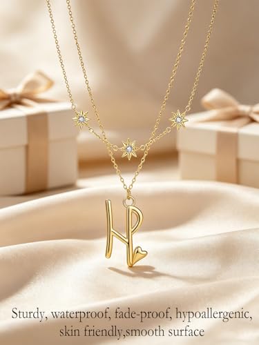 14K Gold A-Z Initial Lette Necklace Star Choker Women Necklace | Personalized Initial Jewelry, Meaningful Name Letter Gift for Women Wife Mom Friend, Perfect Present For Birthday/Anniversary - style: 14K Gold-H