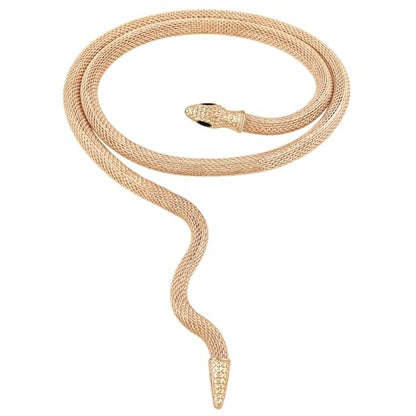 Bendable Snake Chain Necklace for Women Arm Cuff Flexible Twisty Multi-purpose DIY Bracelet and Punk Choker Trendy Medusa Snake Jewelry Gift - style: Gold Color