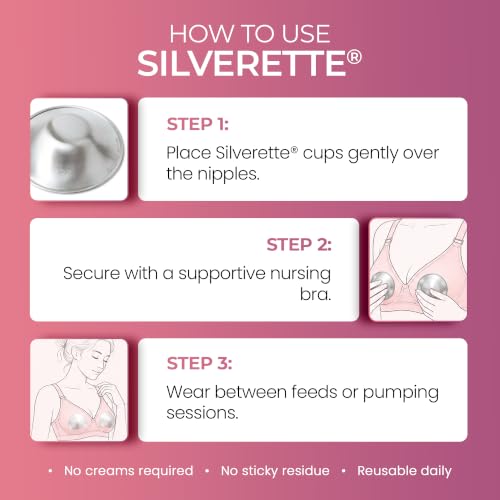 Silverette® The Original Silver Nursing Cups, Nipple Covers for Breastfeeding Essentials, Pure 925 Silver Nipple Shields - color: Medium - XL