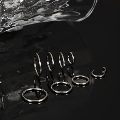 LOYALLOOK 8Pcs G23 Titanium Hinged Clicker Segment Nose Rings Hoop Septum Nose Lip Ring Hoop for Women Men Helix Cartilage Daith Tragus Sleeper Earrings Body Piercing Improved 16G - color: 16G-Silver
