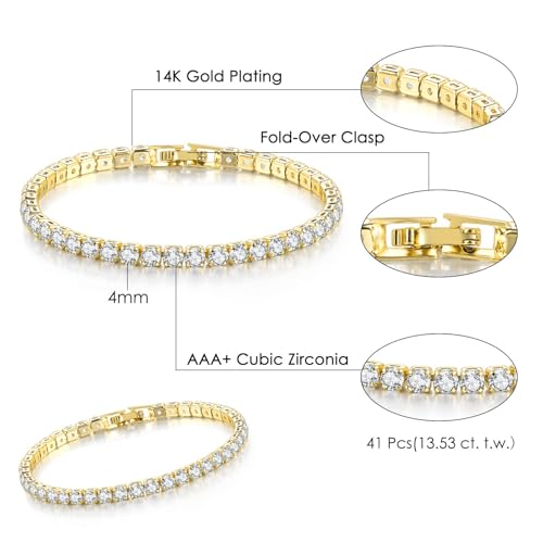 Women's 14K Gold Plated Jewelry Bracelet Set - Stylish Thin Dainty Chain, Stackable Cuban Link and Paperclip Bracelets - style: Gold 6.5inch