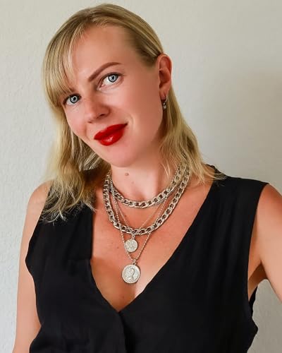 MJartoria Layered Necklaces for Women Trendy Retro Coin Pendant | Dainty Chunky Chain, Choker Necklaces, Jewelry Birthday Gifts - color: Silvery, style: A-Retro Coin-5 in 1 Layered