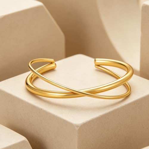 hotoo Gold Plated Bangle Bracelet for Women - style: Double-Strand Wrap