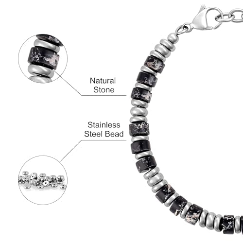 SIUMAL Mens Bracelet, Boho Stainless Steel Bracelets for Men, Beaded Bracelets, Jewelry Gifts for Husband, Father, Friends - color: Camouflage Black