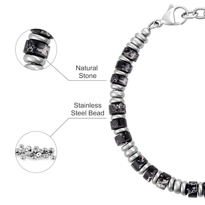 SIUMAL Mens Bracelet, Boho Stainless Steel Bracelets for Men, Beaded Bracelets, Jewelry Gifts for Husband, Father, Friends - color: Camouflage Black