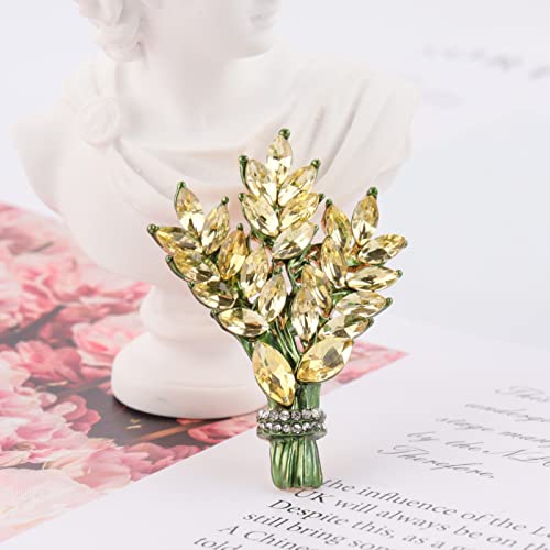 Lavender flower brooch crystal rhinestone tulip brooch elegant accessories jewelry women brooches and pins fashion jewelry wedding flowers lapel pin - color: Yellow