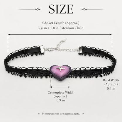 Halloween Gothic Choker Necklace for Women Black Lace Choker Purple Heart Pendant Adjustable Halloween Costume Jewelry Party Accessories - color: A: black lace