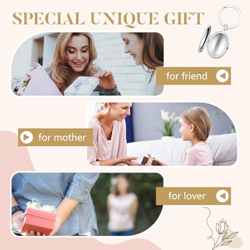 Liliaafar 4 Pcs Silver Stainless Steel Locket Keychains | Keychains That Hold Pictures for Women Mom Chirstmas Gifts - style: Oval