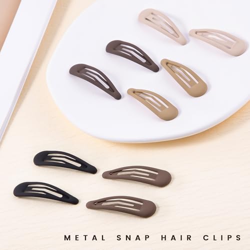 Small Hair Barrettes For Women No Slip Metal Snap Clips For Thin And Fine Hair,Matte Black Brown,20 PCS,1.97 x 0.5 Inch. - color: Matte Black Brown