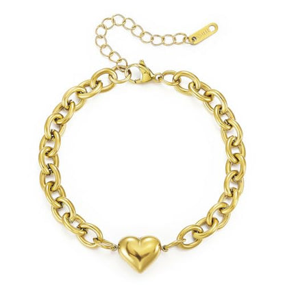 Emibele Heart Charm Bracelet for Women, Bible Verse Bracelet Stainless Steel 18K Gold Plated Bracelet Love Pendant Link Chain OT Clasp, Birthday Christmas Jewelry Gift for Mother Her - color: Gold Heart