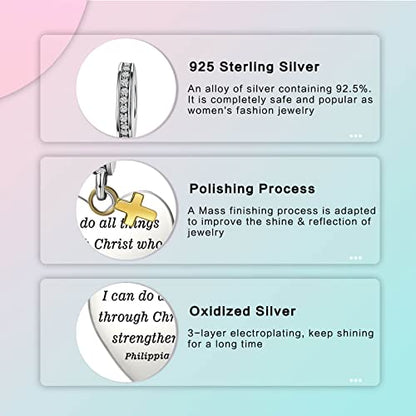 Family Love Mother Daughter Grandma Charm 925 Sterling Silver fits Bracelets Necklace Pendant Bead Charms Jewelry Gift for Women Family Friends - color: Bible Verse Charm