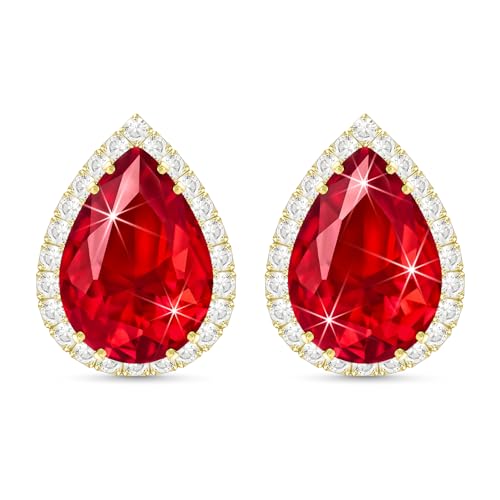 Linawe Women Stud Earrings, Teardrop Diamond Moissanite Cubic Zirconia Earrings Studs Rhinestone Jewelry Gold/Silver/Rose Gold - color: Gold,July