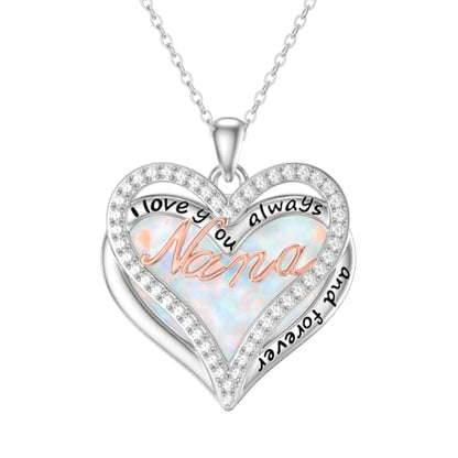 925 Sterling Silver Necklace Gifts for Women Crystal/Opal Jewelry Pendant Christmas Birthday Gift - style: Opal-Nana