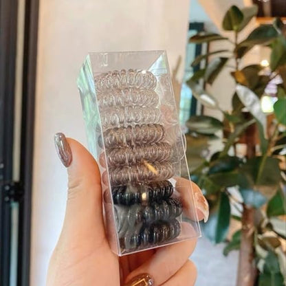 8 Pcs Spiral Hair Ties No Damage Creaseless Phone Cord Coil Scrunchies for Thick Hair Plastic Curly Ponytail Holders for Women, Girls and Teens Invisibobble Elastic Teleties women Bands