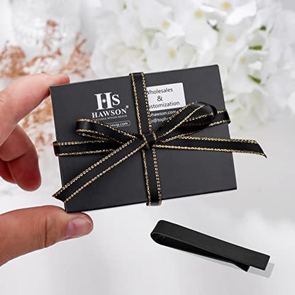 HAWSON Skinny Tie Clip Bar Set, 2 Inch Tie Clip for Men - Wedding, Meeting, Party Gift Set - color: 1 pcs Brushed Black