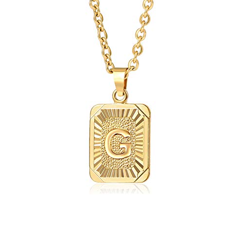 Glimmerst Initial Pendant Necklace 18K Gold Plated Stainless Steel Letter Necklace Personalizd Name Necklace for Women - style: Gold G