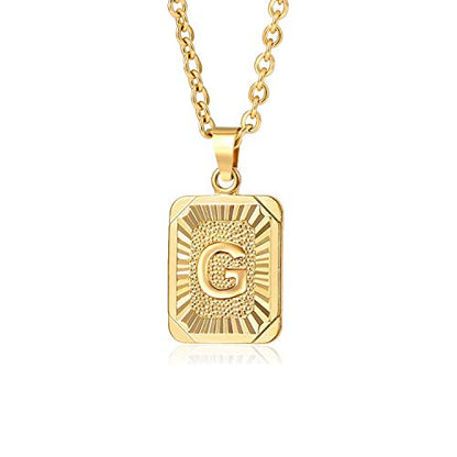 Glimmerst Initial Pendant Necklace 18K Gold Plated Stainless Steel Letter Necklace Personalizd Name Necklace for Women - style: Gold G