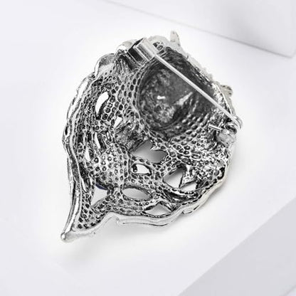 HETICA Vintage Animal Dragon Skull Wolf Crown Lion Brooch for Men Women Suit Tie Dress Lapel Pin Fashion Jewelry - style: Vintage Silver Wolf