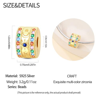 Gold Clip Stopper Charms for Pandora Bracelets Spacers Bead Charms Packs Jewelry Gift for Women - color: Goldden Eyes