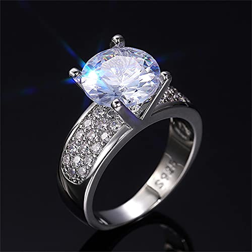 925 Sterling Silver Shiny Gem Ring Cubic Zirconia Rings CZ Diamond Multi Row Ring Eternity Engagement Wedding Band Ring for Women (US Code 6) - size: US Code 6
