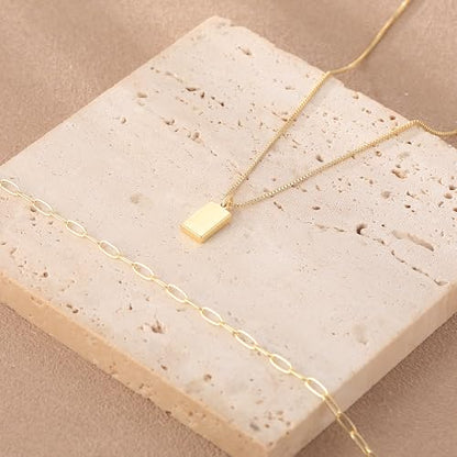 MFRYK Gold/Silver Necklaces Stack For Women,14K Gold/Sterling Silver Plated Simple Layered Choker Necklaces For Women,Stackable Multilayer Pearl Cross Disc Circle Pendant Cuban Herringbone Snake Paperclip Chain Necklaces Set Jewelry Gift for Women - style