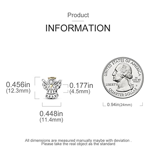 MULA 925 Sterling Silver Charms for Bracelets and Necklace Family Pendants | Airplane Travel Dangle Beads Family Tree Jewelry Charms for Women - color: Angel Bless Charm