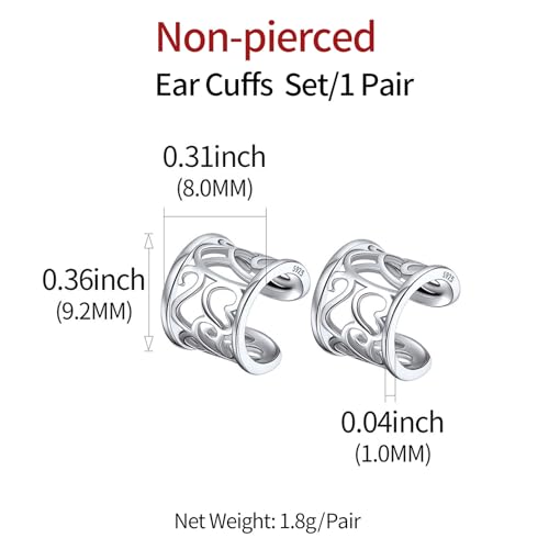 ChicSilver 925 Sterling Silver Ear Cuffs Non-Piercing Cartilage Earrings: Various Styles, Conch Cuffs (with Gift Box) - style: H: 8mm Celtic Cuff