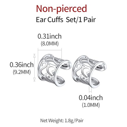 ChicSilver 925 Sterling Silver Ear Cuffs Non-Piercing Cartilage Earrings: Various Styles, Conch Cuffs (with Gift Box) - style: H: 8mm Celtic Cuff