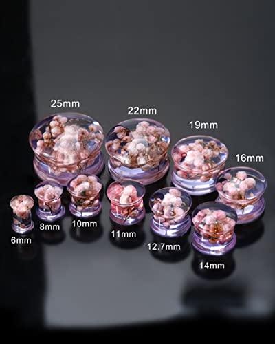 Flower Ear Plugs 2PCS 2g-1'' Double Fleur Planche Resin Plugs for Ear Body Piercing
