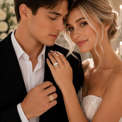 3Piece Moissanite Ring Set for Couples 925 10K 14K 18K Moissanite Wedding Ring - style: Ring 4