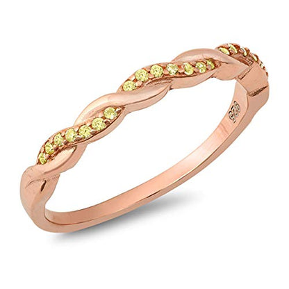 CHOOSE YOUR COLOR Sterling Silver Infinity Knot Ring - color: Yellow (Simulated Citrine)