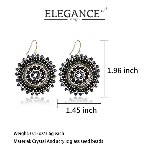 Colorful Summer Beaded Earrings For Women Crystals Glass Bead Dangle Drop Bohemia Earrings Statement Earrings For Women - color: Black