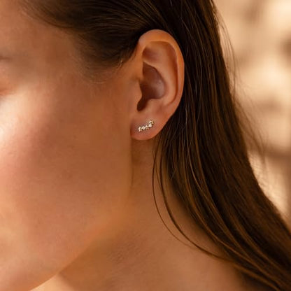 Star 14K Gold Plated Ear Cuff Earrings for Women Non Piercing, Dainty Silver Plated Clip on Cartilage Ear Cuff Non Pierced Trendy CZ Northstar Starburst Sparkling Climber Clawer Earring Jewelry - style: Northstar Stud 2-Gold