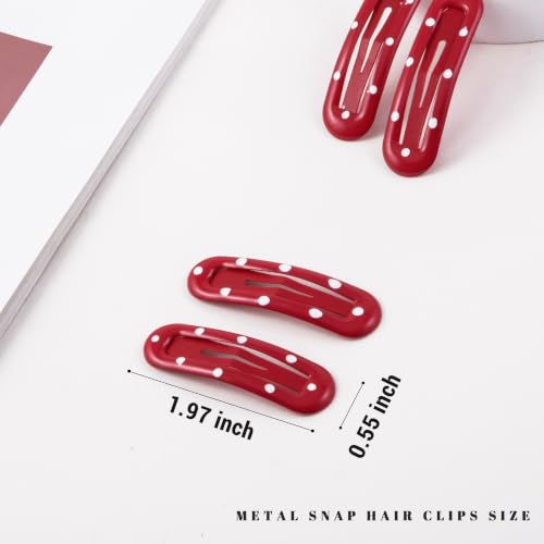 20 PCS Small Rectangle Hair Barrettes For Women Non Slips Snap Clips For Thin Fine Hair,Bright Red,1.97 x 0.55Inch - color: Bright Red