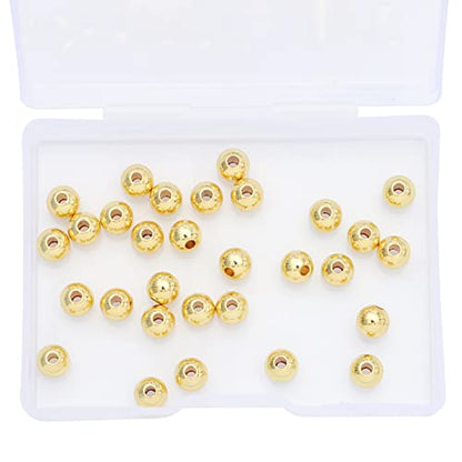 14K Gold Plated Round Spacer Beads 6mm 30pcs for Jewelry Making Findings Non Tarnish - color: 14K Gold, size: 6mm