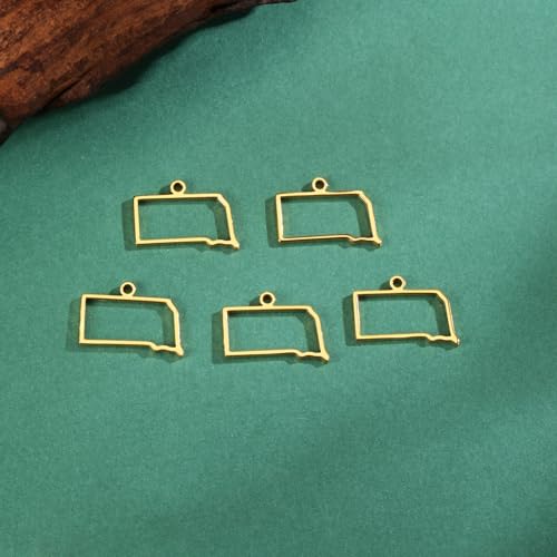 kkjoy 5Pcs Hollow Continents Maps of USA Pendant Charms for Jewelry Making and Crafting, Stainless Steel Mini Charm Craft Supplies Accessories for DIY Bracelet Necklace Earrings - color: Hollow South Dakota Map - Gold