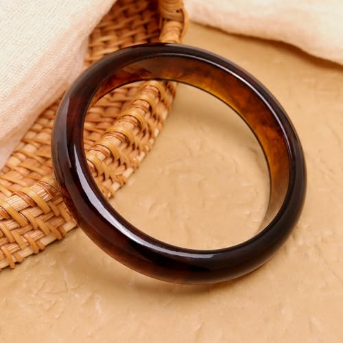 Chunky Resin Wide Bangle Bracelets for Women, Trendy Statement Minimalist Acrylic Bracelet Prom Holiday Jewelry Gift - color: Amber