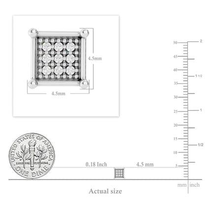 Dazzlingrock Natural Round White Diamond Square Shaped Unisex Stud Earrings | 0.06 Ctw | 925 Sterling Silver - color: 925 Sterling Silver, size: Screw Back