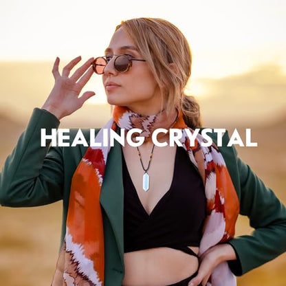 Runyangshi Opal Healing Crystal Pendants, Double Pointed Crystal Quartz Necklace 6 Faceted Chakra Crystal Wand Stone - color: Opal