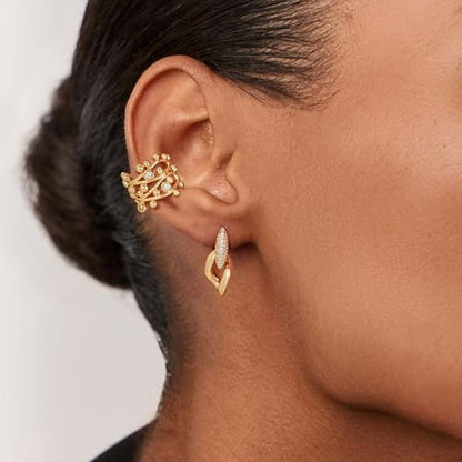 Sparkle Ear Cuff for Women, Non Piercing Single | 14K Gold Plated Brass, Clear Cubic Zirconia Accents, Fixed 3.8-3.9 mm Opening, Single Non-Piercing Cuff For Ear Stacks - style: Bubble Twist