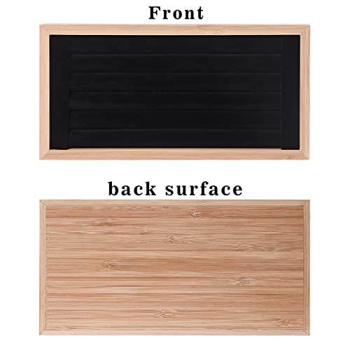 Coward Bamboo Ring Display Holder Jewelry Storage Tray Organizer Ring Stand For Show(Black) - color: Black Velvet