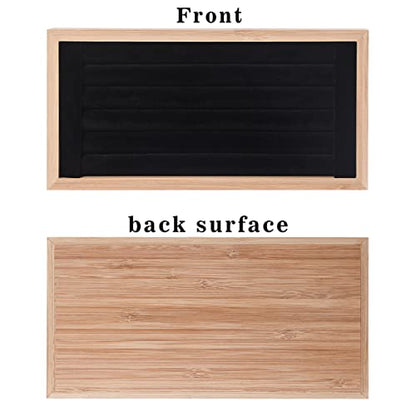 Coward Bamboo Ring Display Holder Jewelry Storage Tray Organizer Ring Stand For Show(Black) - color: Black Velvet