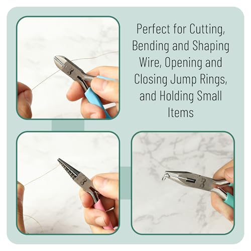 Mr. Pen- Pliers for Jewelry Making, 3 Pack, Chain Nose | Round Nose Pliers Set and Wire Cutter for Beading, Wire Wrapping, Jump Rings, Jewelry Repair, Crafting, DIY - color: Pastel 2