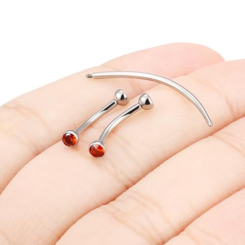 F136 Titanium 16g 6/8/10mm Eyebrow/Rook/Snug/Vertical-Labret/VCH/Snake-Eyes/Anti-Tragus/Christina/Daith/Belly-Button/Bridge/Hood/Surface Curved Barbell Piercing Jewelry for Women Men - color: Red, size: 10 mm (3/8 in)