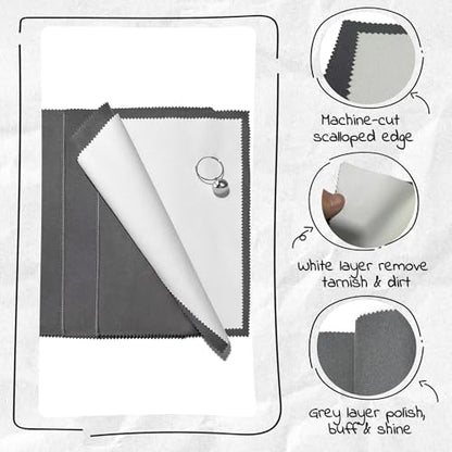 3PCS Silver Polishing Cloth, 11'' x 14'' X-Large PremiumJewelry Cleaning Cloth, Suitable for Gold, Diamonds, Silverware, Platinum, Gemstones & Other Precious Metal Jewelry, Coins