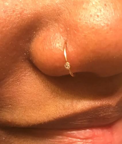Longita 20g Nose Rings Hoop L Shape Nose Studs Stainless Steel Nose Screw Bone Flat Top Diamond Opal Heart High Nostril Piercing Jewelry Silver Rose Gold Black Pack for Women Men - color: 42-20g- gold