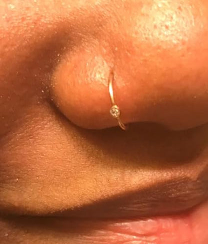 Longita 20g Nose Rings Hoop L Shape Nose Studs Stainless Steel Nose Screw Bone Flat Top Diamond Opal Heart High Nostril Piercing Jewelry Silver Rose Gold Black Pack for Women Men - color: 42-20g- gold